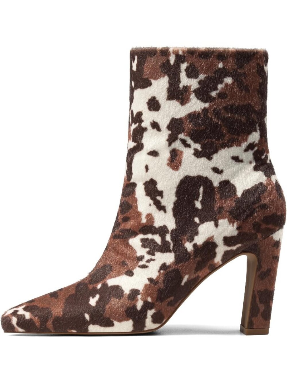 🆕Women's Cow Print Suede Square Toe Ankle Boots Chunky Block Heel Booties